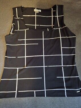 Calvin Klein Black Tank Top with White Grid